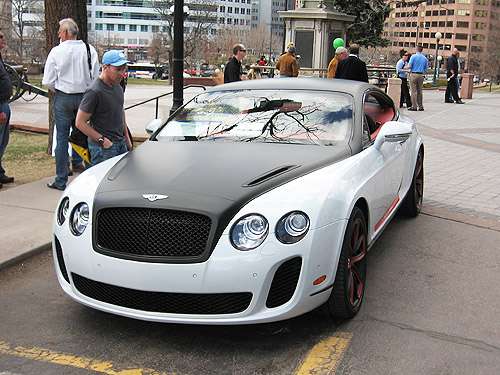 A flex fuel Bentley draws interest at the 2011 Denver Green Car Parade. Photo©Do