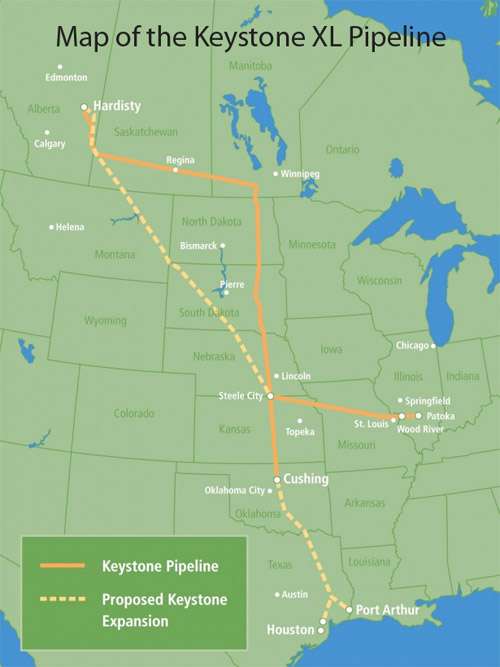 The proposed Keystone XL pipeline. Image source: US Department of State