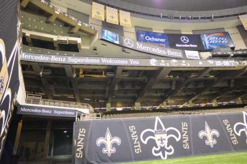 An interior shot of the Superdome show Mercedes-Benz signage. 