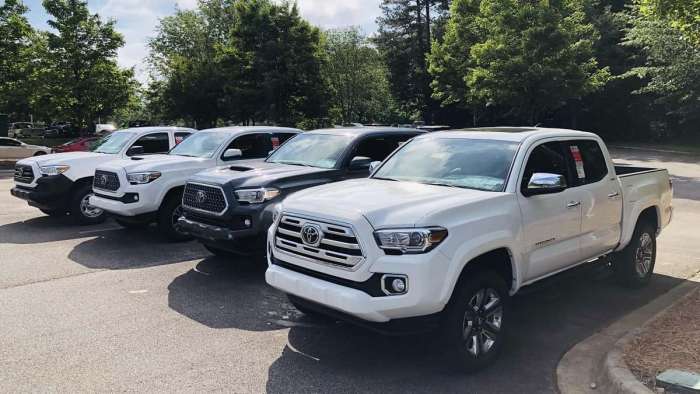 2019 Toyota Tacoma TRD Trucks on a Parking Lot