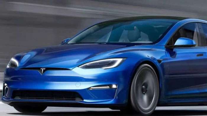 Tesla Model S Driving At Speed
