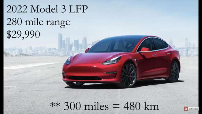 2022 Tesla Model 3 Lithium Iron Phosphate (LFP)