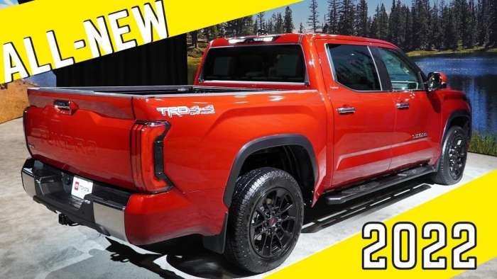 2022 Toyota Tundra Limited Supersonic Red profile view back end rear end