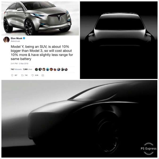 Silhouettes of the Tesla Model Y to be unveiled in LA 3/14/19