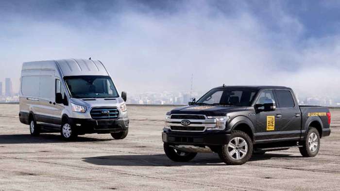 2022 Ford E-Transit and 2022 electric F-150