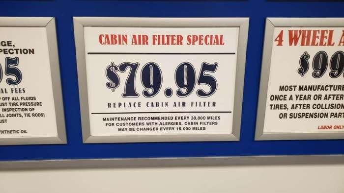 Cabin air filter price poster image by John Goreham