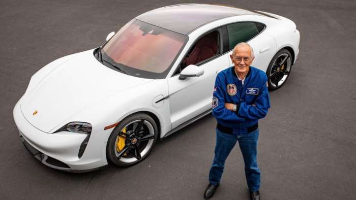 Charlie Duke With The Porsche Taycan Turbo S