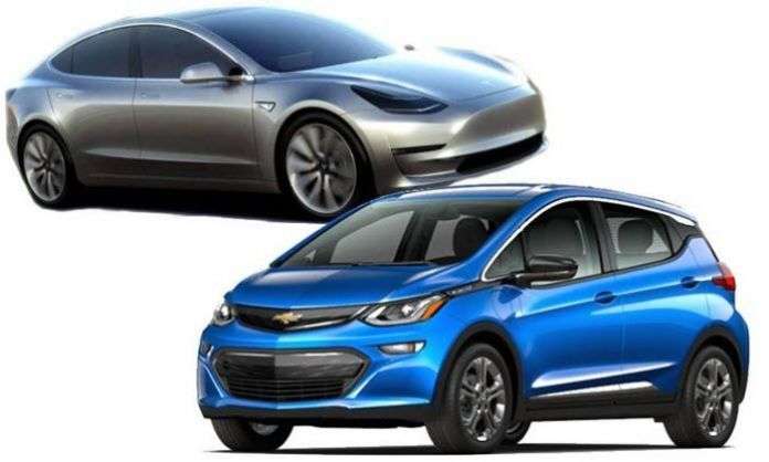 Chevy Bolt and Tesla Model 3