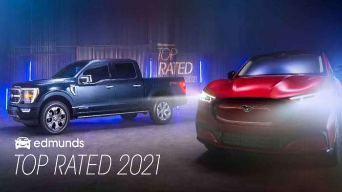 2021 Ford F-150 and 2021 Mustang Mach-E Edmunds winners
