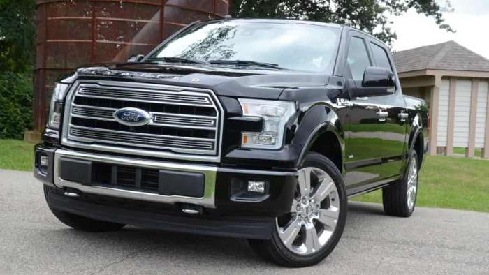 Ford F-150 pickup truck at a dealership