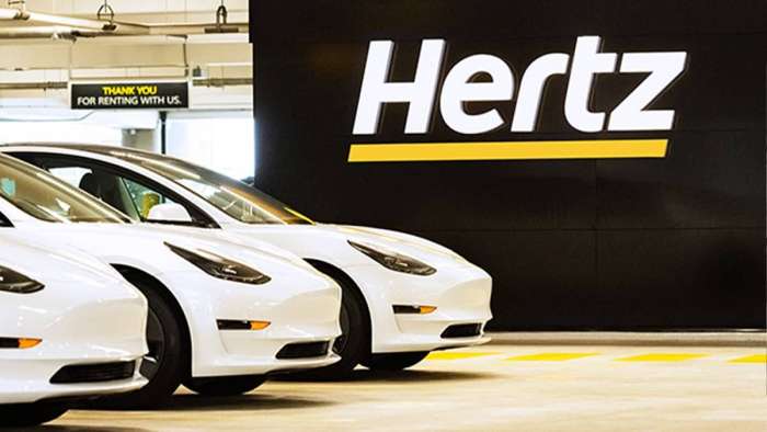 Image of Tesla Model 3 rental cars courtesy of the Hertz Media Support Page