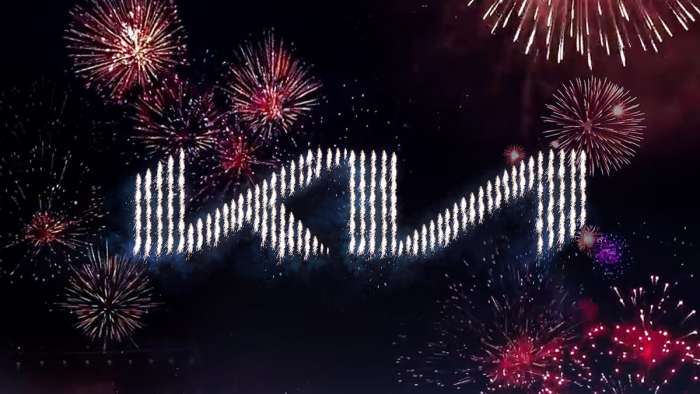 Kia new logo fireworks show