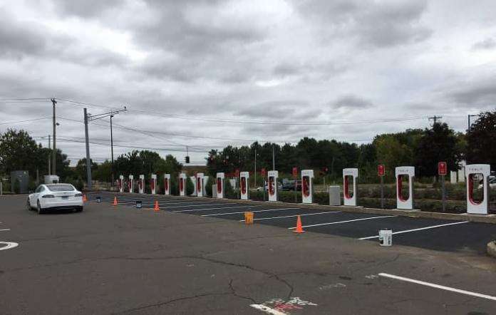 Largest Tesla Supercharger in East Coast in Manchester CT