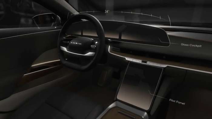 Image showing the Lucid Air's Glass Cockpit and Pilot Panel screens.