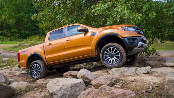 2020 Ford Ranger traverses rocks