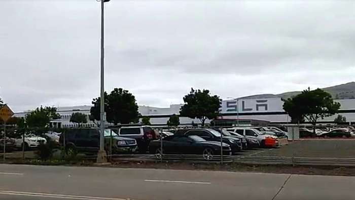 Tesla Fremont Factory Parking Lot May 13