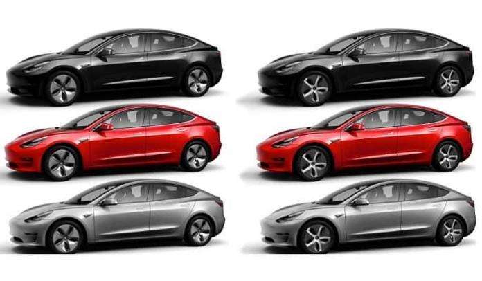 Tesla Model 3 silver aero colors