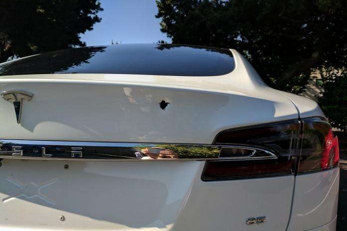 White Tesla Model S Shot
