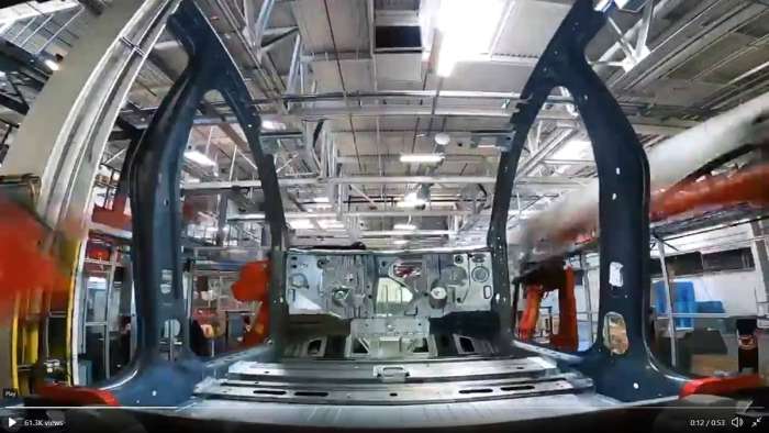 Tesla Model Y making its way through the body shop