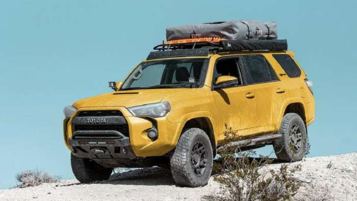 Toyota 4Runner TRD Pro in Yellow front end profile view