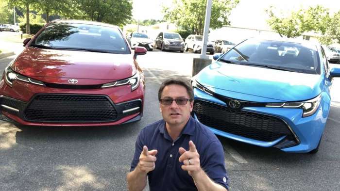 Jeff Teague in front of Toyota Corolla Hatchback vs Corolla Sedan