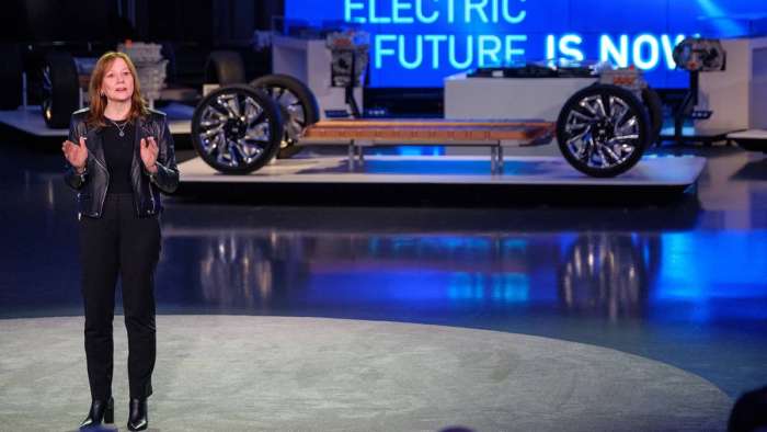 GM's Mary Barra presents Ultrium Electric Car Battery