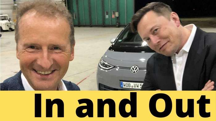 VW and Tesla CEO Herbert Diess and Elon Musk