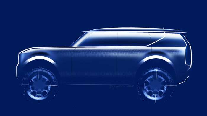 Side view sketch of the upcoming Scout R-SUV from VW