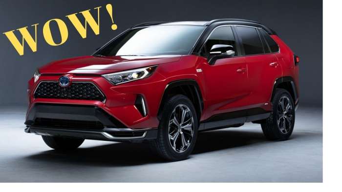 2021 Toyota RAV4 Plug-in Hybrid Supersonic Red profile and front end