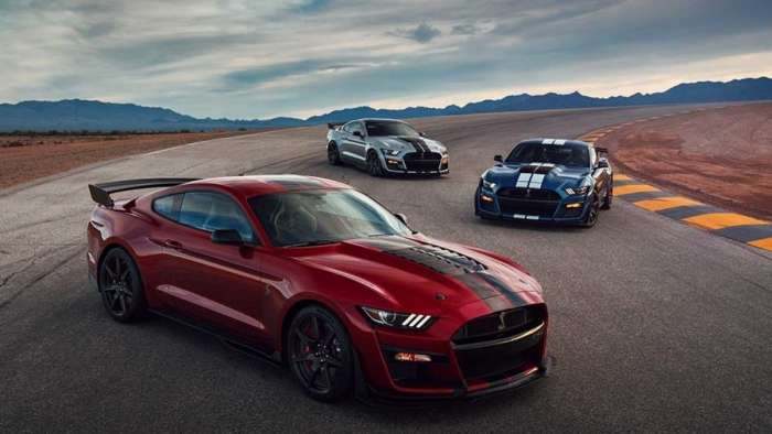 Three Ford Mustang vehicles