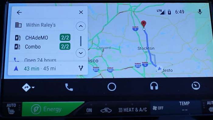 Google map integration with electric car screents