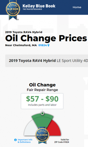 KBB Oil change cost image