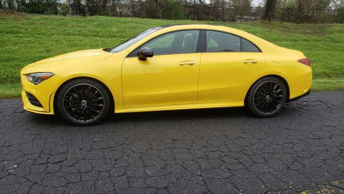 Mercedes 2020 CLA 250 4MATIC side view yellow color