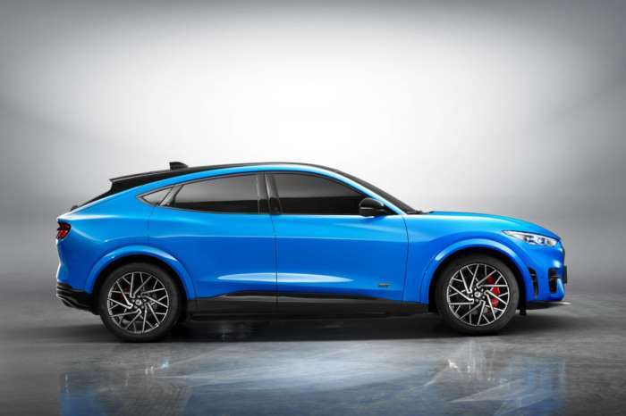 Electric Blue Mustang Mach-E profile