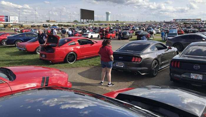 Car show featuring Mustangs
