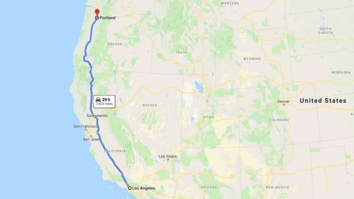 Chevy Bolt EV Road Trip Portland Oregon Los Angeles California
