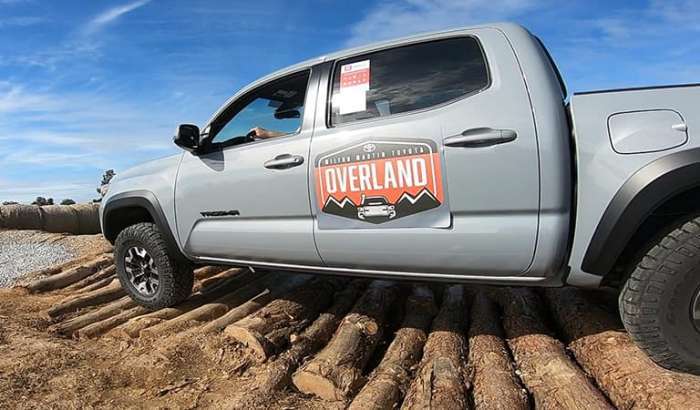 2019 Toyota Tacoma off-road testing oak wood overpass log suspension