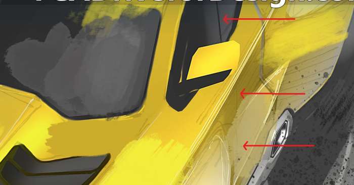 Ram TRX Rebel 1500 in Yellow Up Close, highlighting the door line
