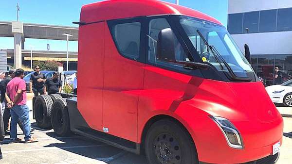 Red Tesla Semi