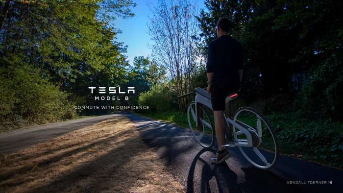 Tesla Model B e-Bike Riding