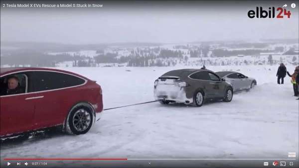 Tesla model x pulling tesla model s