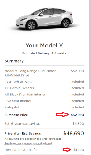 Tesla pricing courtesy of Tesla