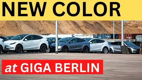 Tesla Model Y Cars in Quicksilver Spotted at Giga Berlin