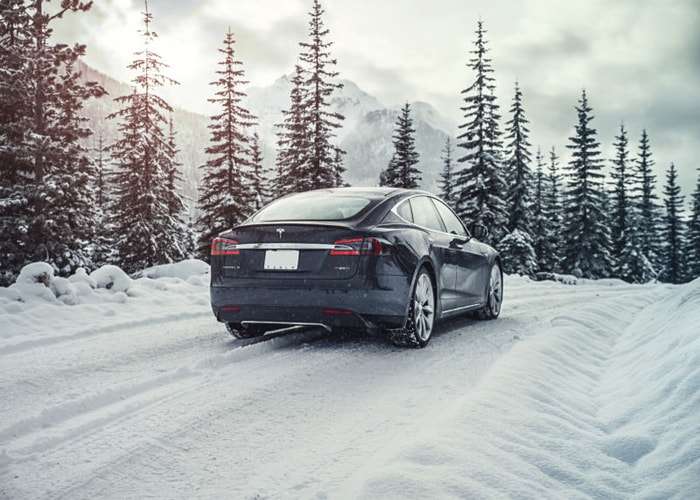 Tesla Model Y in snow