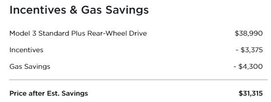 tesla gas savings