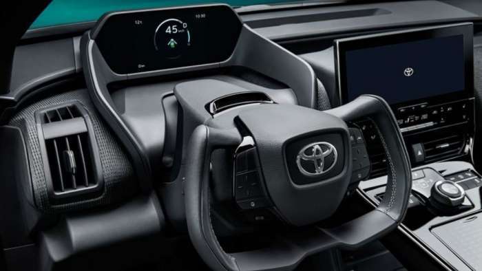 Toyota bz4X EV SUV front interior instrument cluster