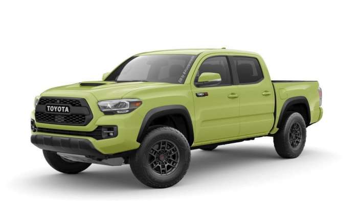 Toyota Tacoma TRD Pro Lime color profile view front end