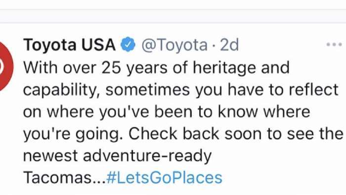 2022 Toyota Tacoma Toyota USA teaser post