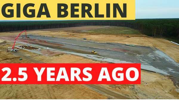 Tesla Giga Berlin 2.5 Years Ago, Model 3 Drives Around Construction Site
