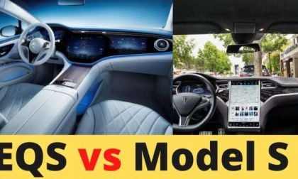 Mercedes EQS screen vs Tesla Model S screen size.